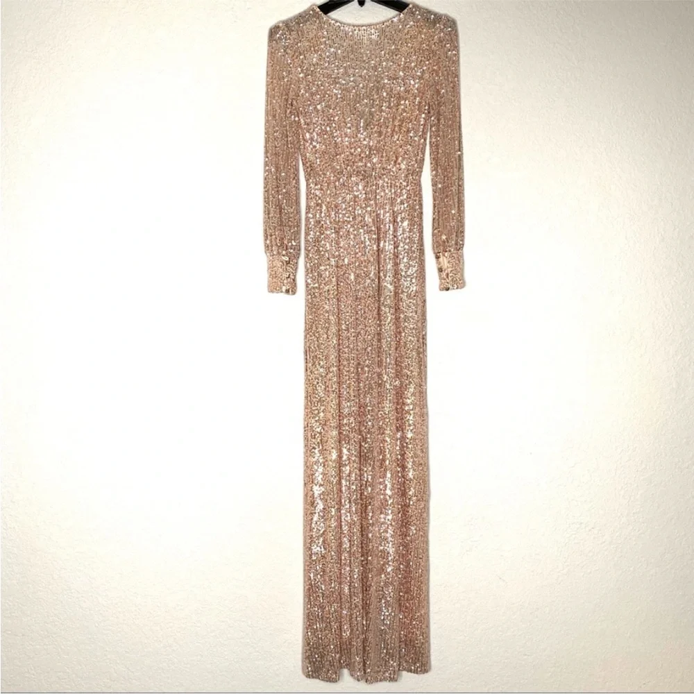 Emerald Sundae Rose Gold Sequin Maxi Dress XL - Picture 6 of 15